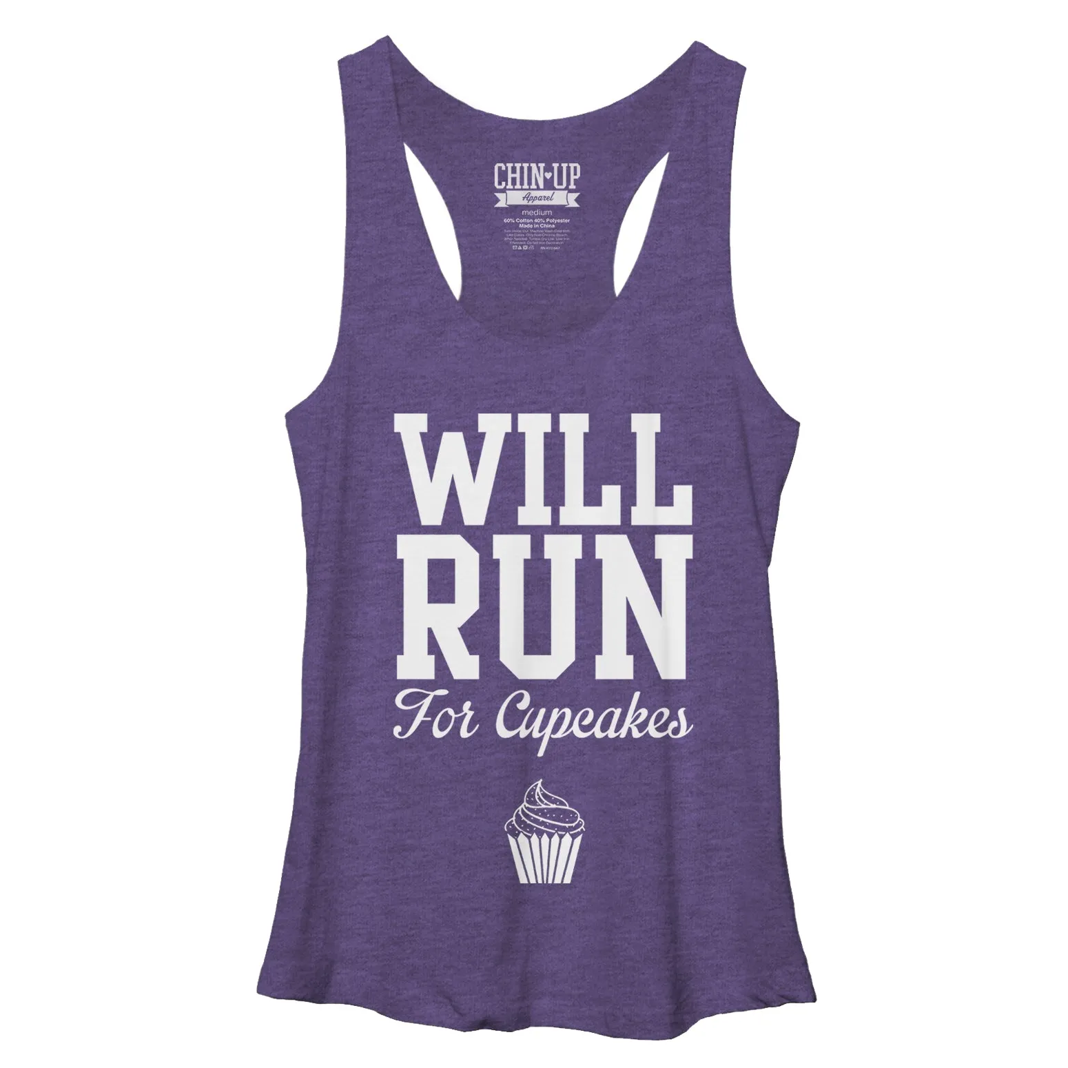 Women's CHIN UP Will Run for Cupcakes Racerback Tank Top sold by Chin Up Apparel