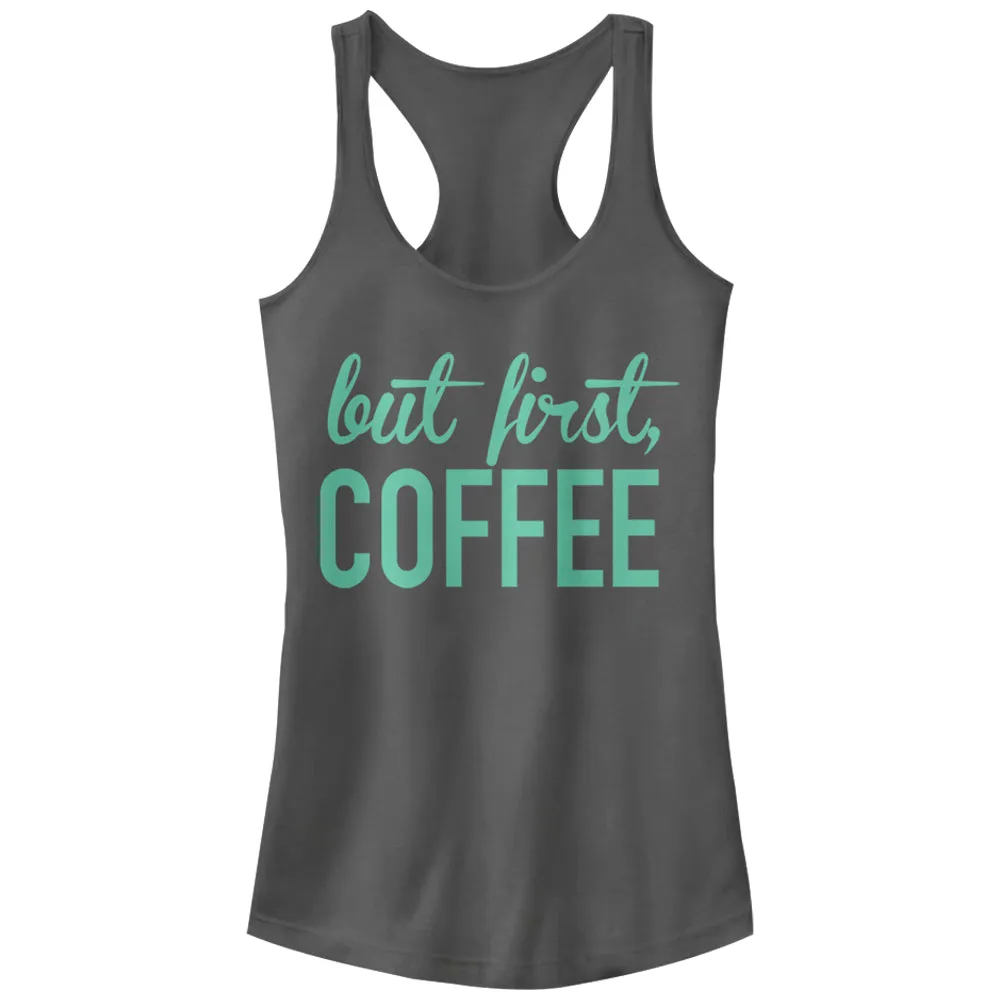 Junior's CHIN UP First Coffee Racerback Tank Top sold by Chin Up Apparel