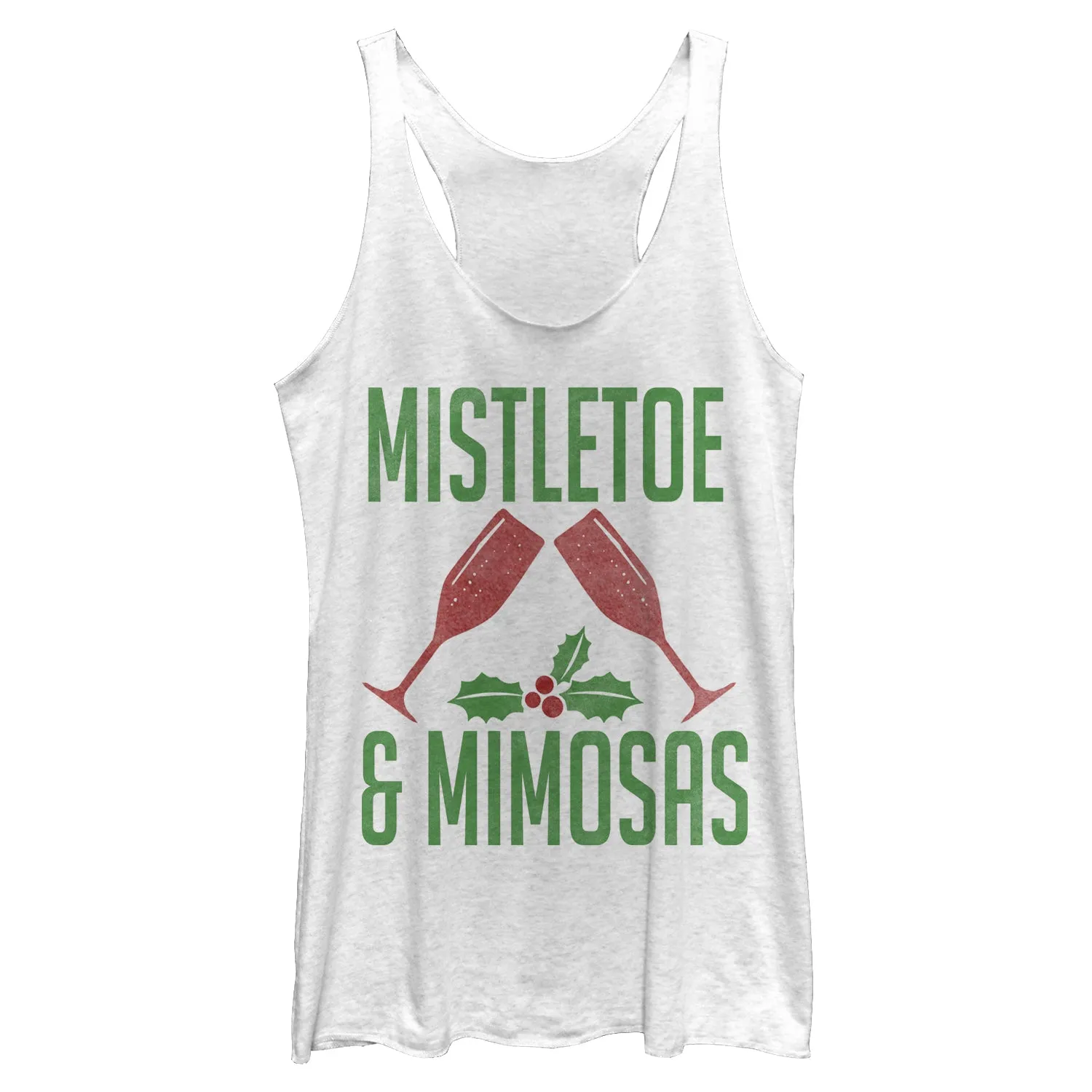 Women's CHIN UP Christmas Mistletoe and Mimosas Racerback Tank Top sold by Chin Up Apparel