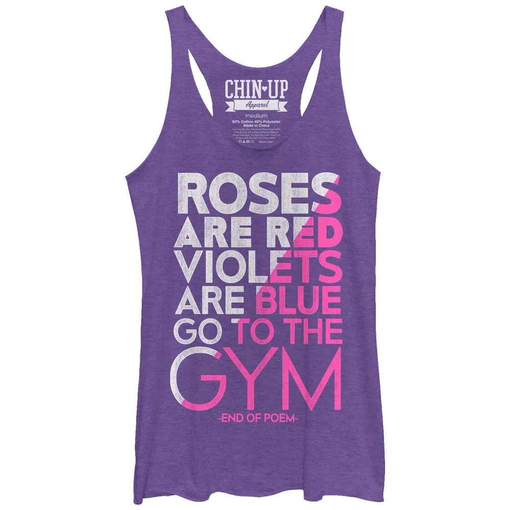 Women's CHIN UP Valentine Roses Are Gym Poem Racerback Tank Top sold by Chin Up Apparel