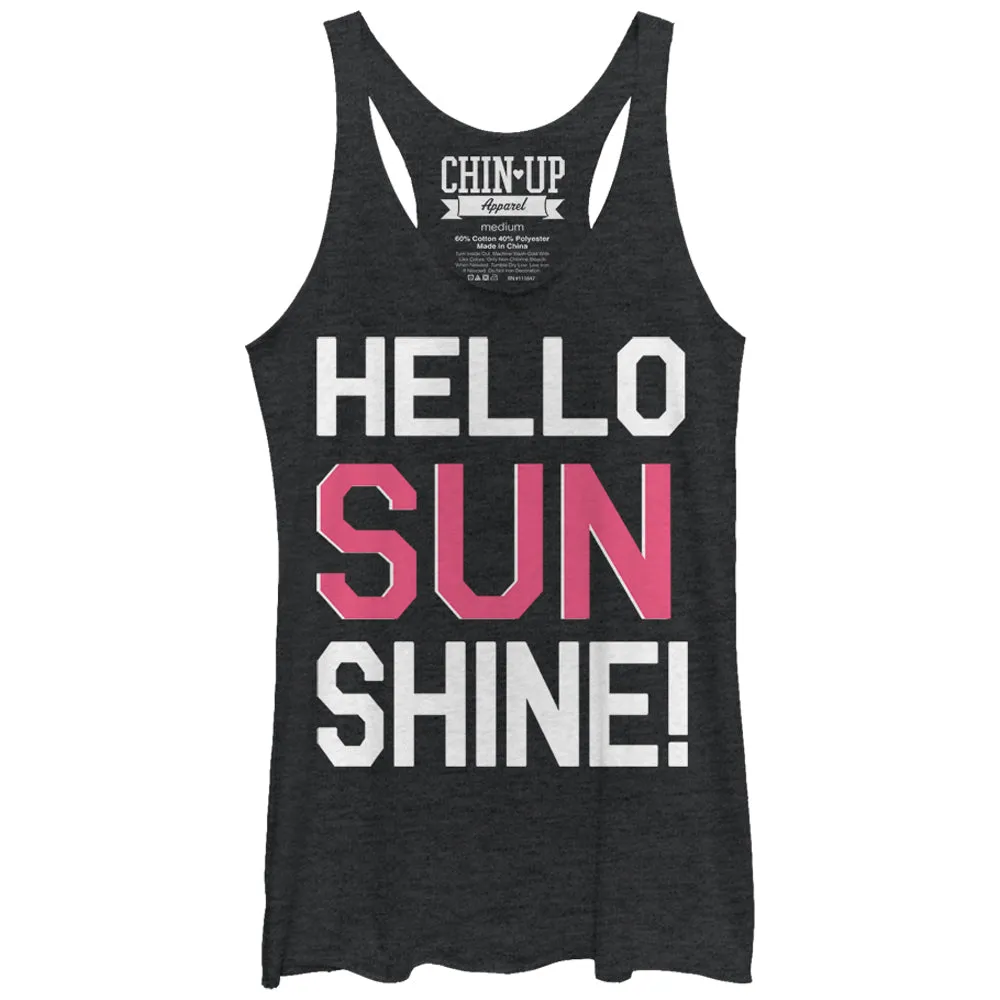 Women's CHIN UP Hello Sunshine Racerback Tank Top sold by Chin Up Apparel