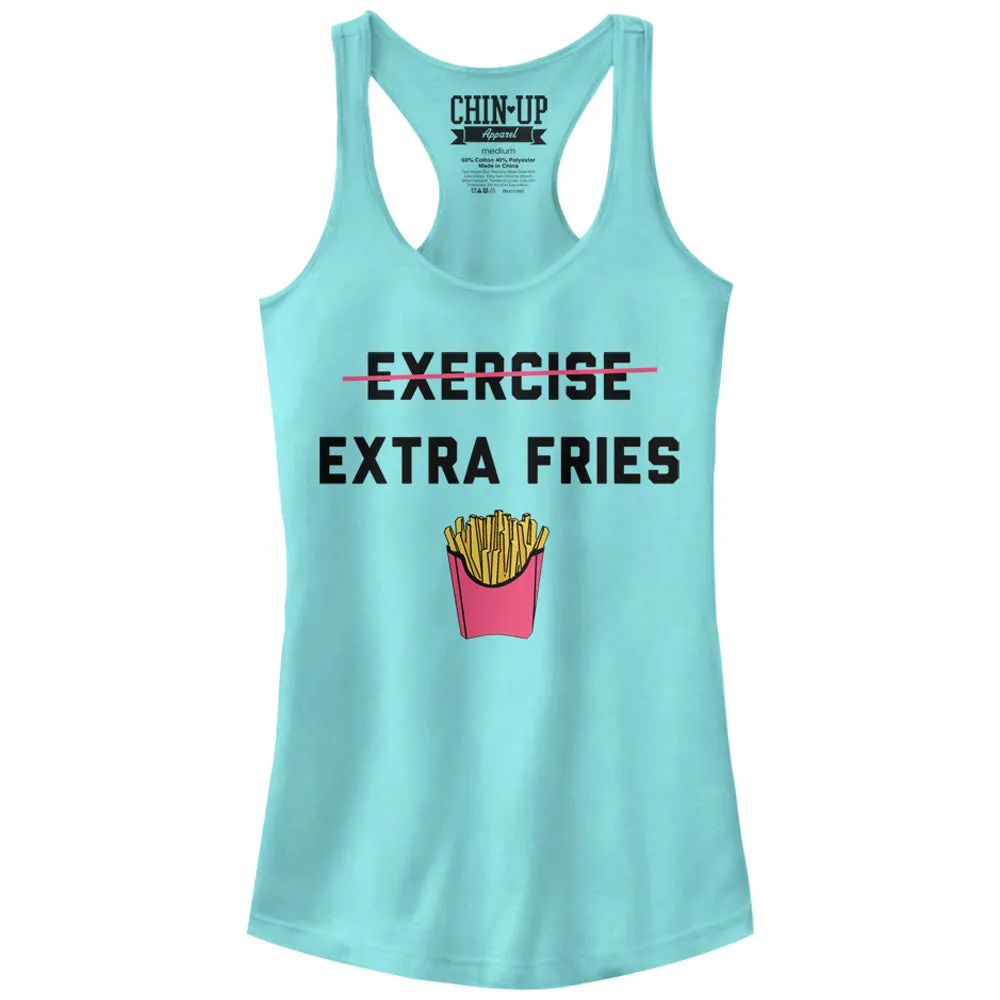Junior's CHIN UP Exercise Extra Fries Racerback Tank Top sold by Chin Up Apparel