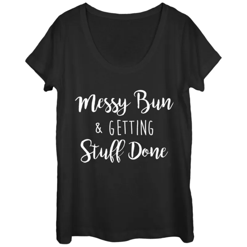 Women's CHIN UP Messy Bun Getting Stuff Done Scoop Neck sold by Chin Up Apparel