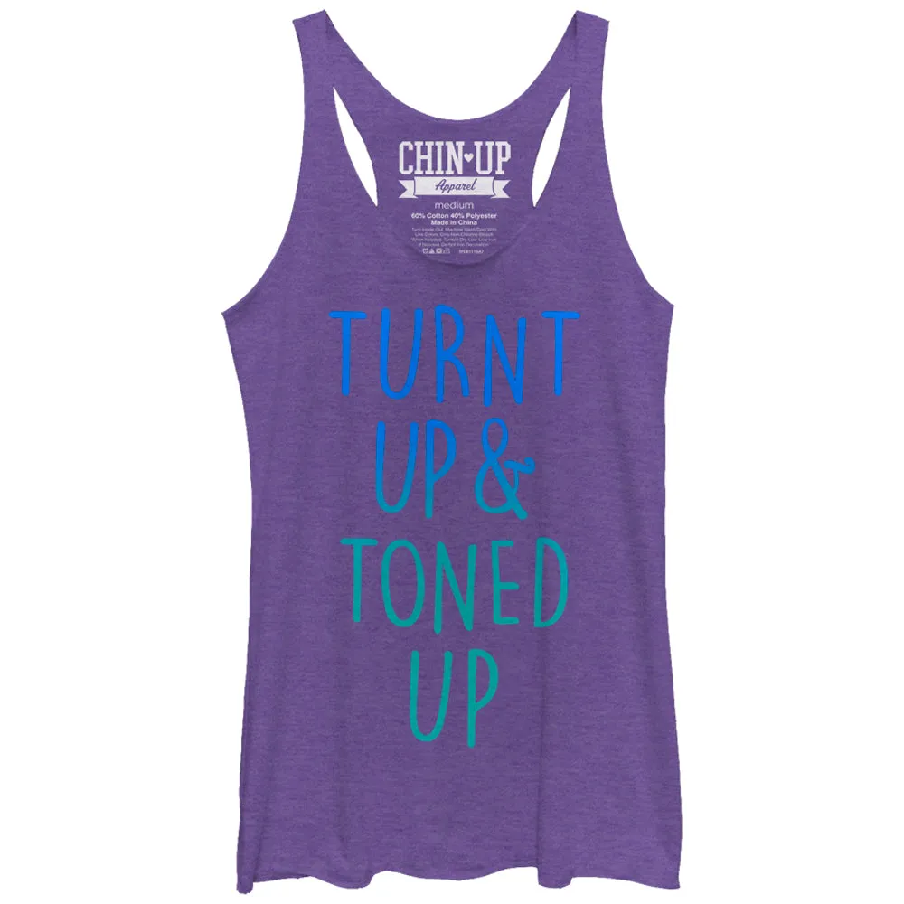 Women's CHIN UP Turnt Up and Toned Up Racerback Tank Top sold by Chin Up Apparel
