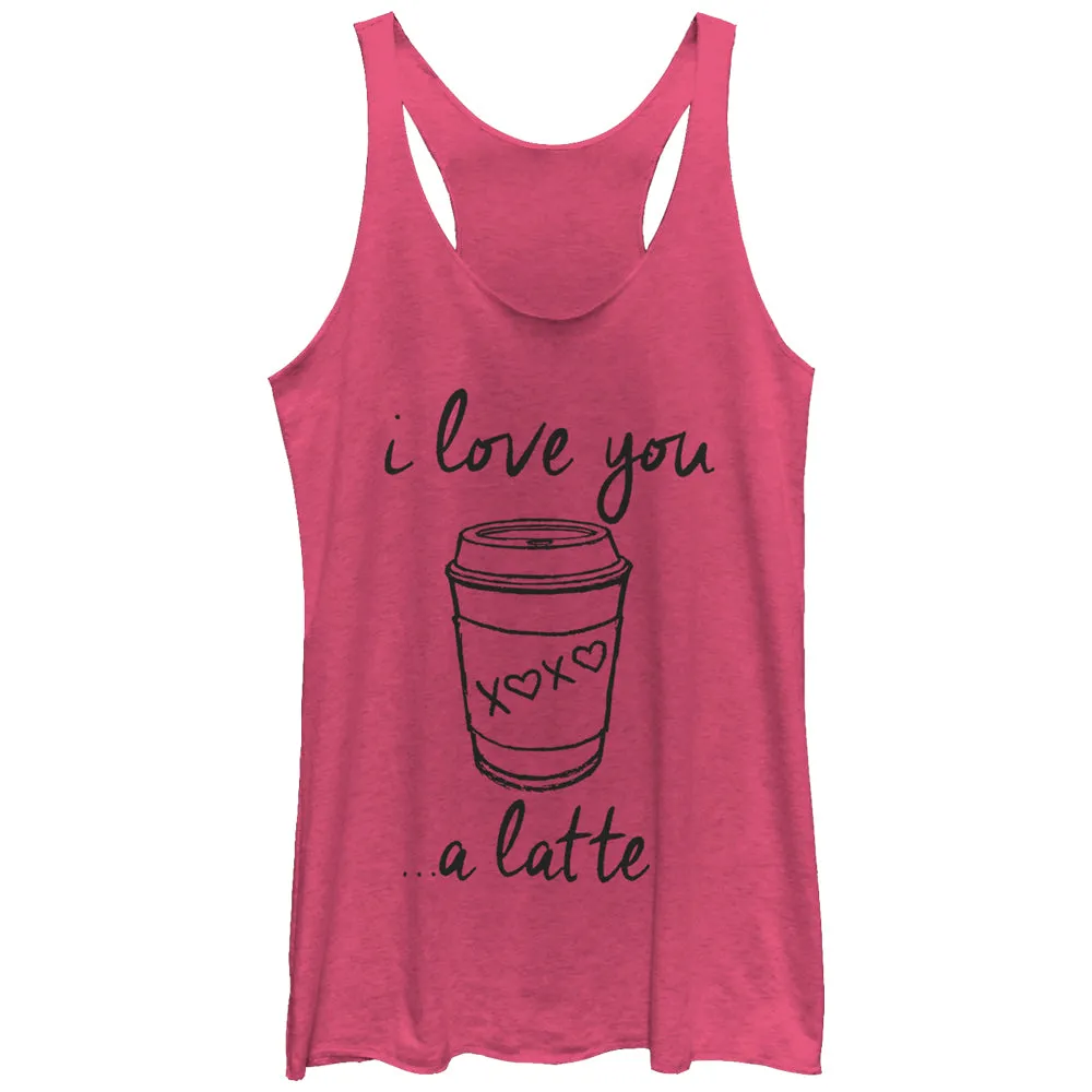 Women's CHIN UP I Love You a Latte Cup Racerback Tank Top sold by Chin Up Apparel