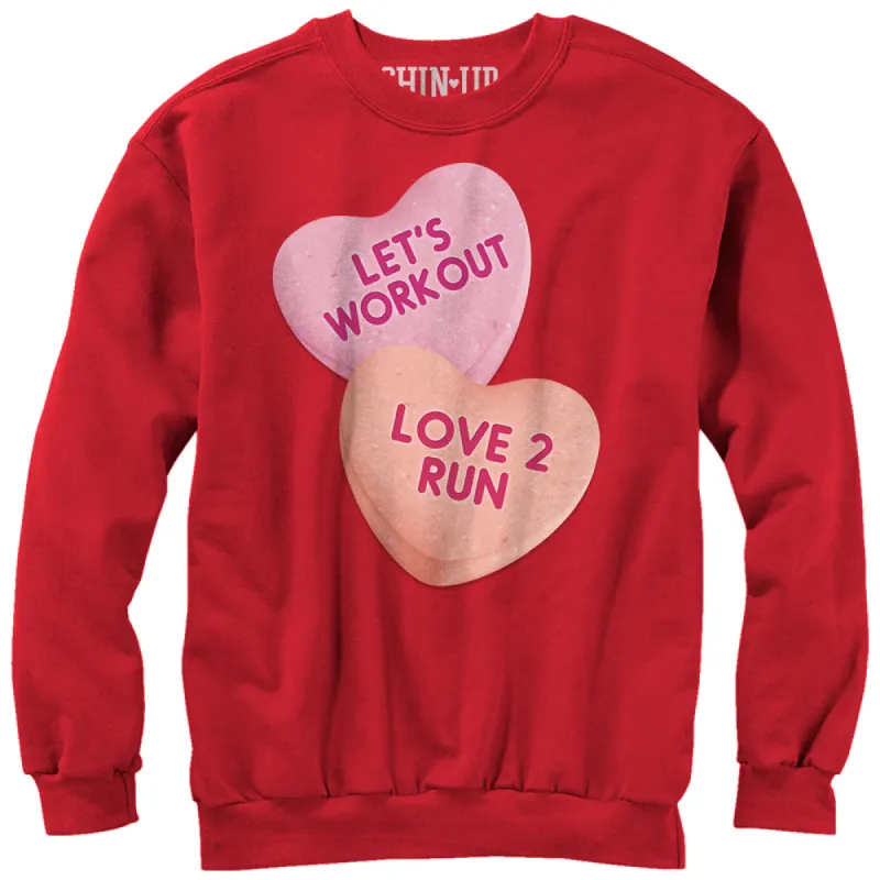 Women's CHIN UP Valentine Heart Candy Workout Sweatshirt sold by Chin Up Apparel