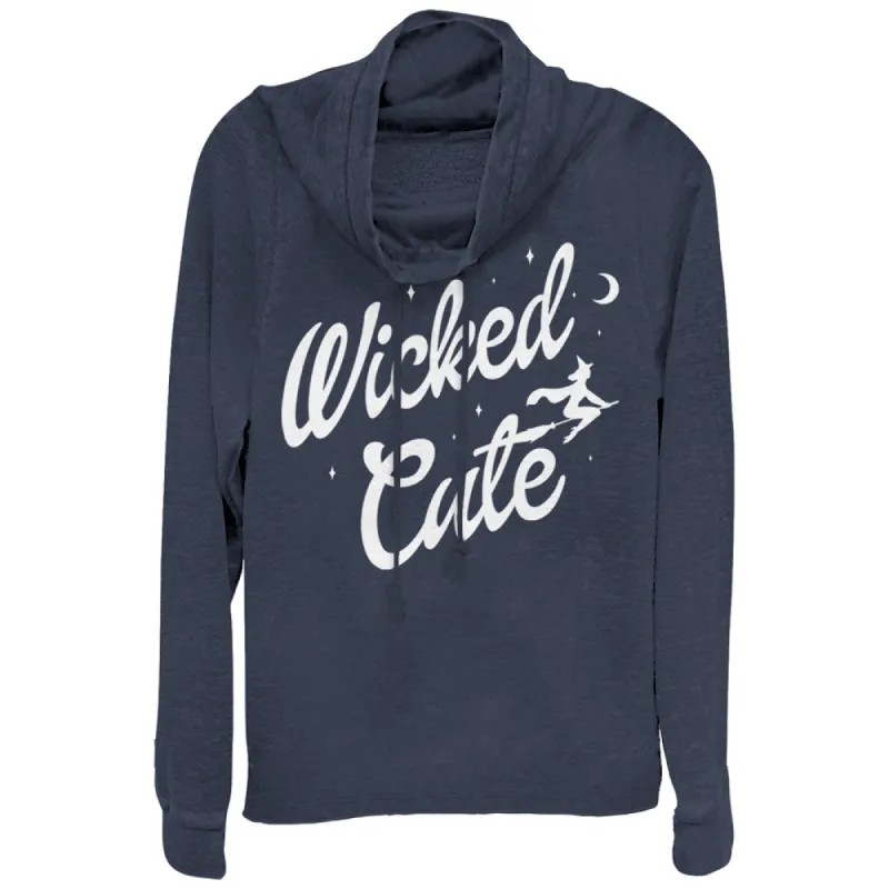 Junior's CHIN UP Halloween Wicked Cute Witch Cowl Neck Sweatshirt sold by Chin Up Apparel