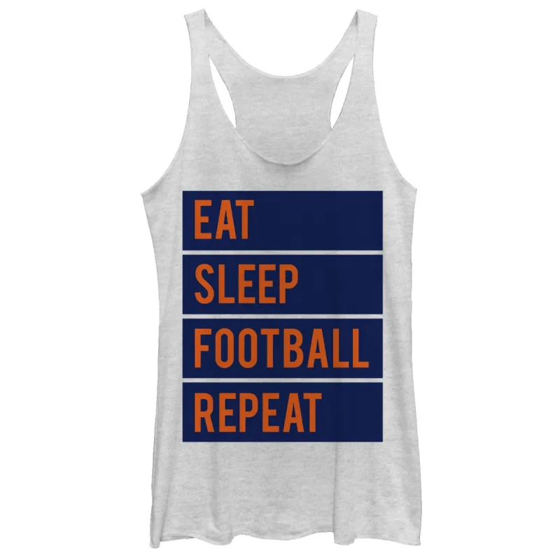 Women's CHIN UP Eat Sleep Football Repeat Racerback Tank Top sold by Chin Up Apparel