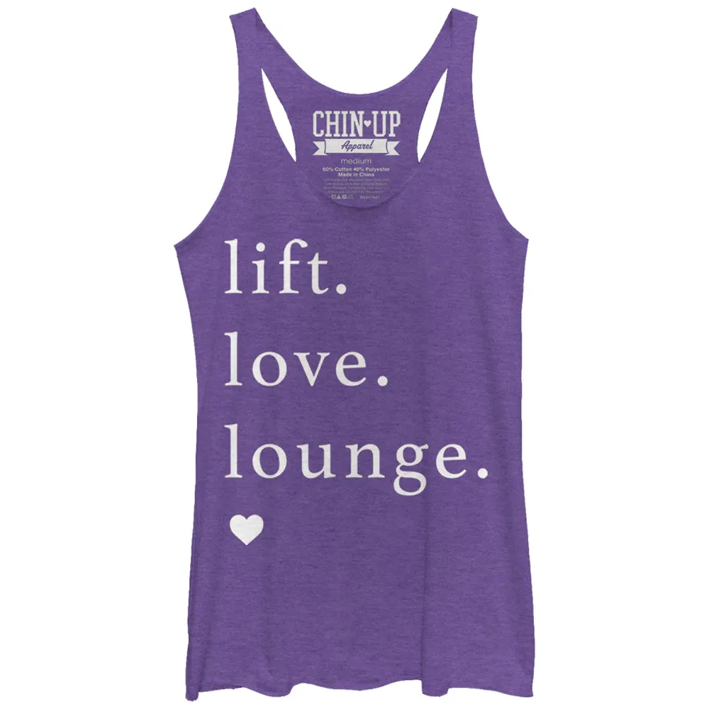 Women's CHIN UP Lift Love Lounge Racerback Tank Top sold by Chin Up Apparel