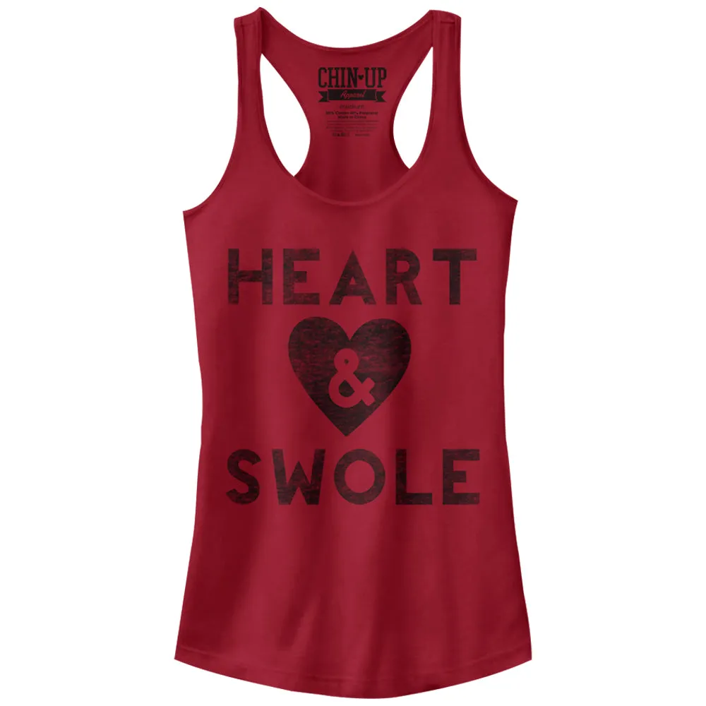 Junior's CHIN UP Heart and Swole Racerback Tank Top sold by Chin Up Apparel
