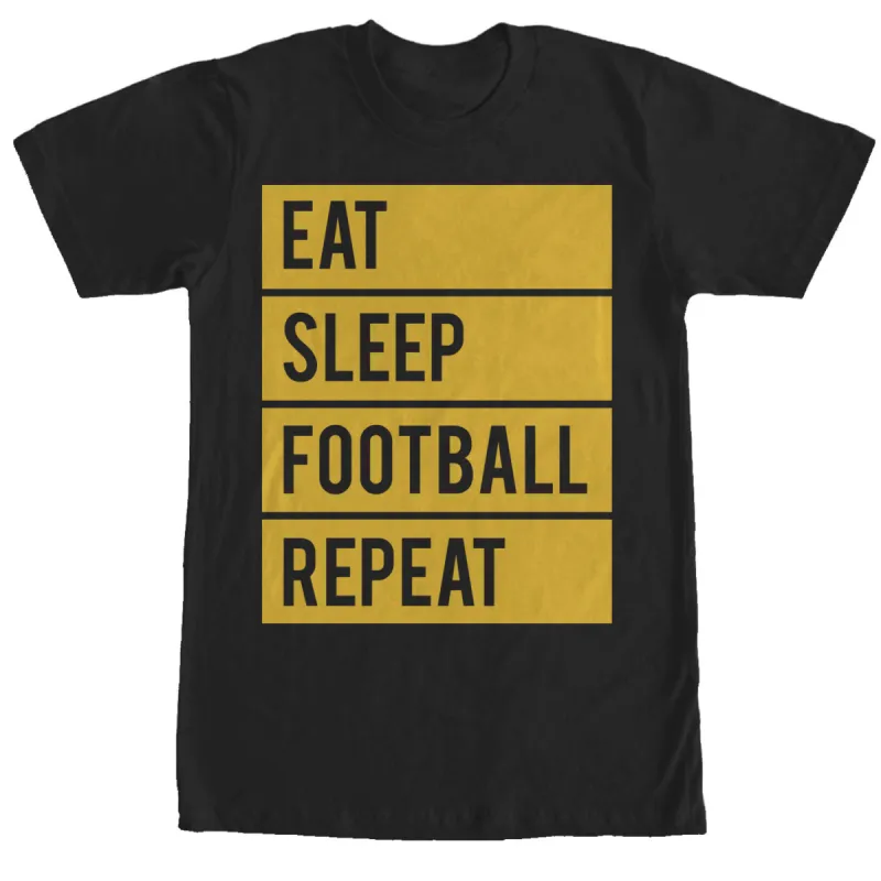 Men's CHIN UP Eat Sleep Football Repeat T-Shirt sold by Chin Up Apparel