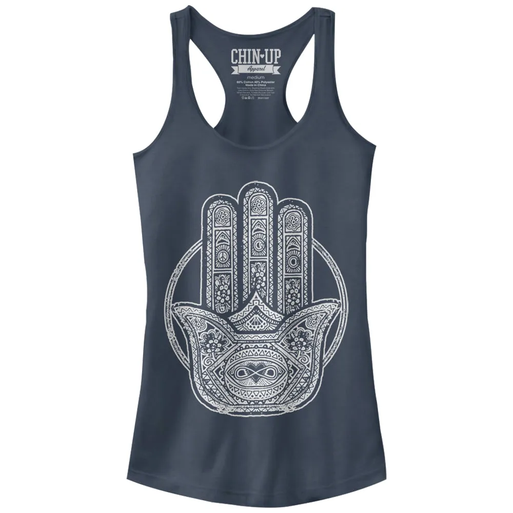 Junior's CHIN UP Henna Hamsa Racerback Tank Top sold by Chin Up Apparel