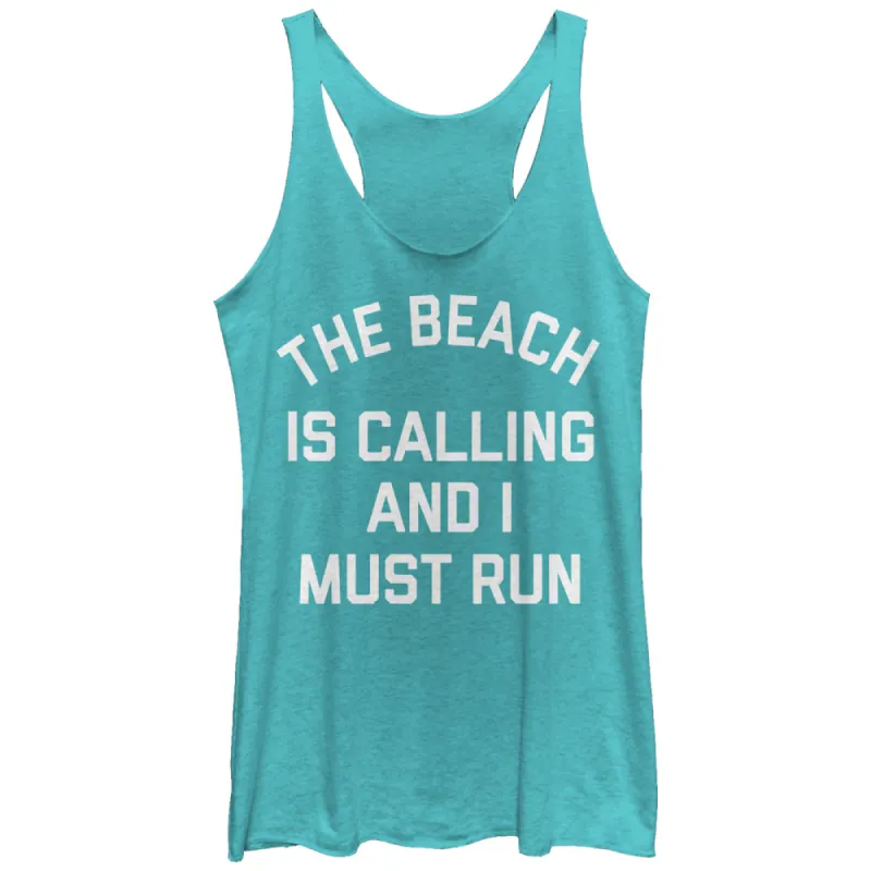 Women's CHIN UP Beach Calling Must Run Racerback Tank Top sold by Chin Up Apparel