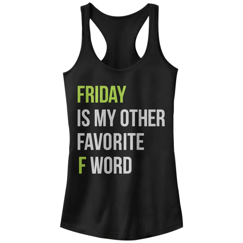 Junior's CHIN UP Friday is My Other Favorite F Word Racerback Tank Top sold by Chin Up Apparel