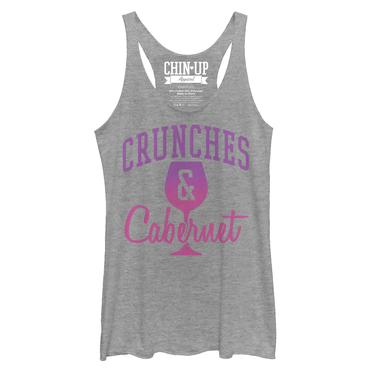 Women's CHIN UP Crunches and Cabernet Racerback Tank Top sold by Chin Up Apparel