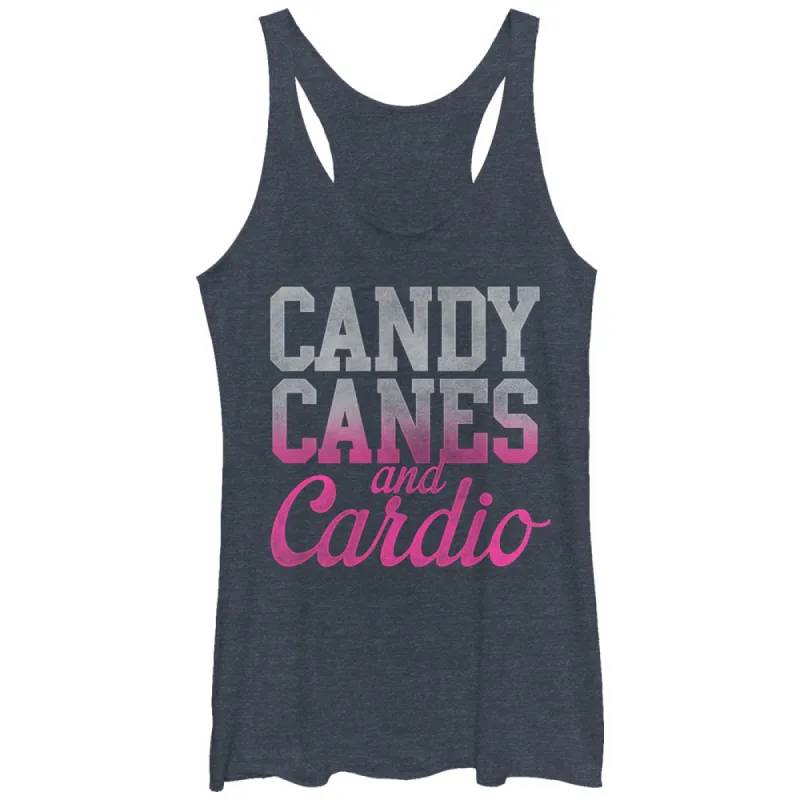 Women's CHIN UP Christmas Candy Cane Cardio Racerback Tank Top sold by Chin Up Apparel