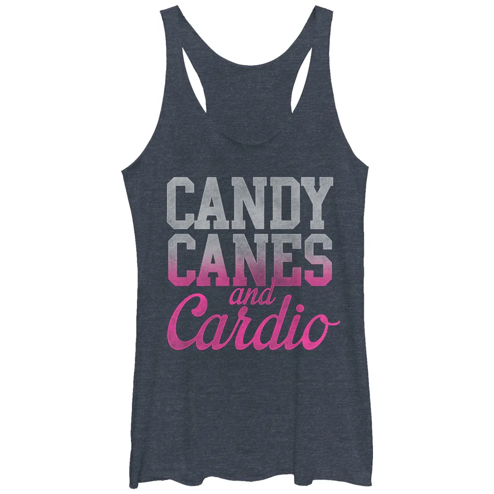 Women's CHIN UP Christmas Candy Cane Cardio Racerback Tank Top sold by Chin Up Apparel