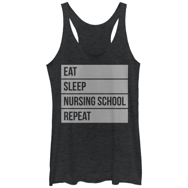 Women's CHIN UP Eat Sleep Nursing School Repeat Racerback Tank Top sold by Chin Up Apparel