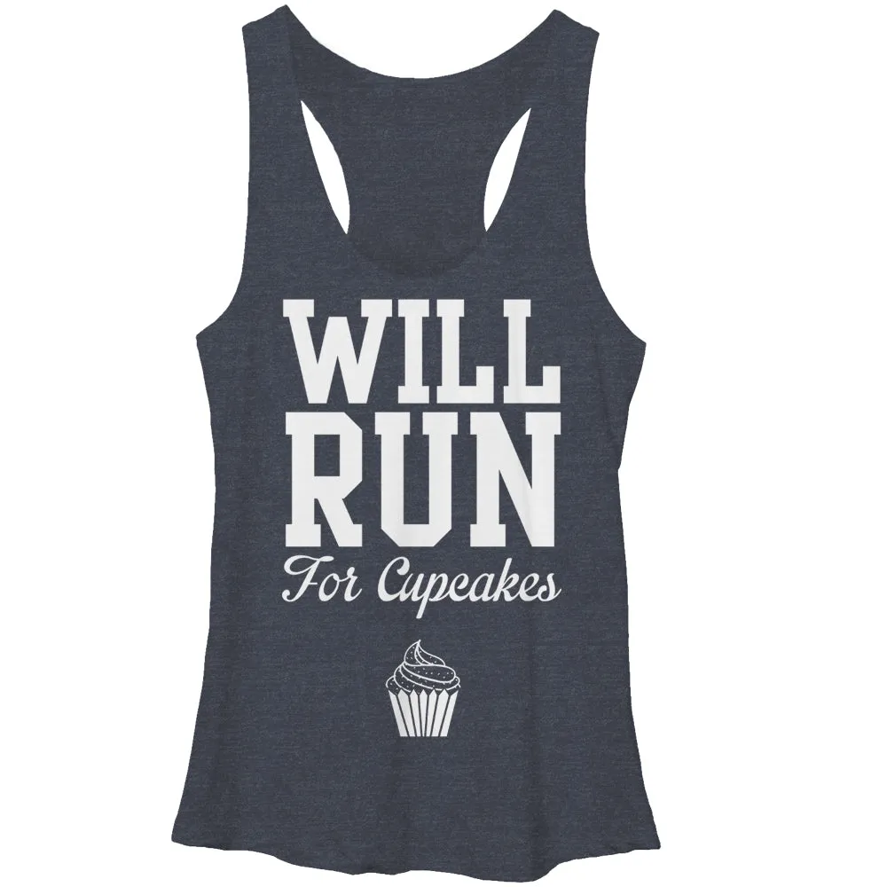Women's CHIN UP Will Run for Cupcakes Racerback Tank Top sold by Chin Up Apparel