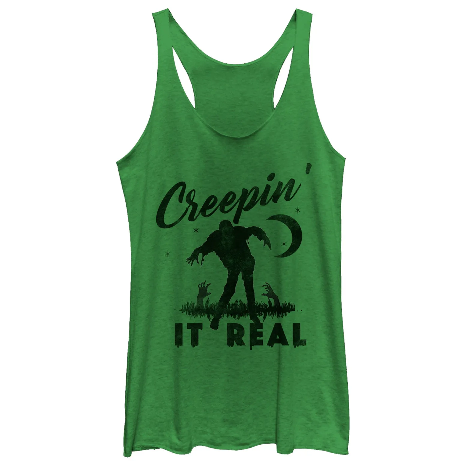 Women's CHIN UP Halloween Creepin' Real Zombie Racerback Tank Top sold by Chin Up Apparel
