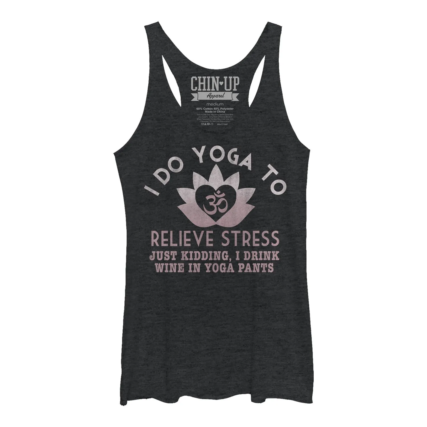 Women's CHIN UP Lotus Drink Wine in Yoga Pants Racerback Tank Top sold by Chin Up Apparel