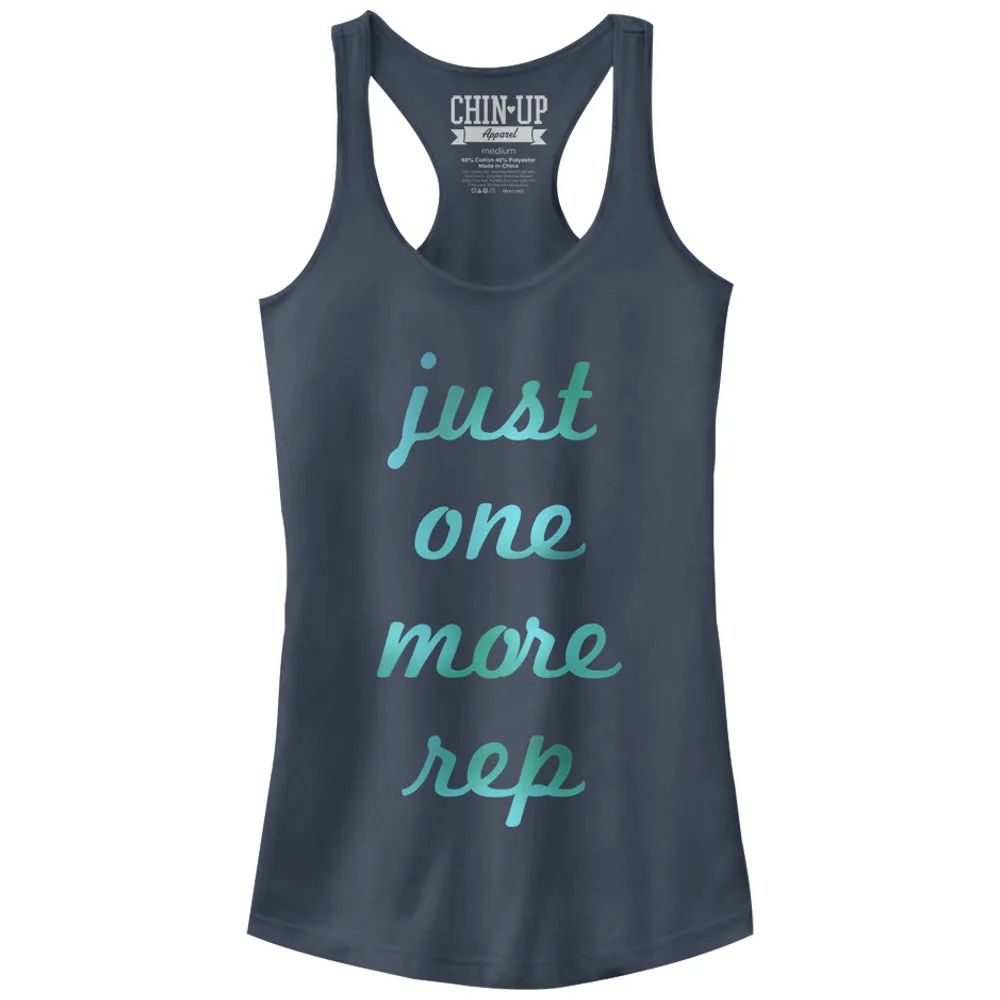 Junior's CHIN UP Just One More Rep Racerback Tank Top sold by Chin Up Apparel