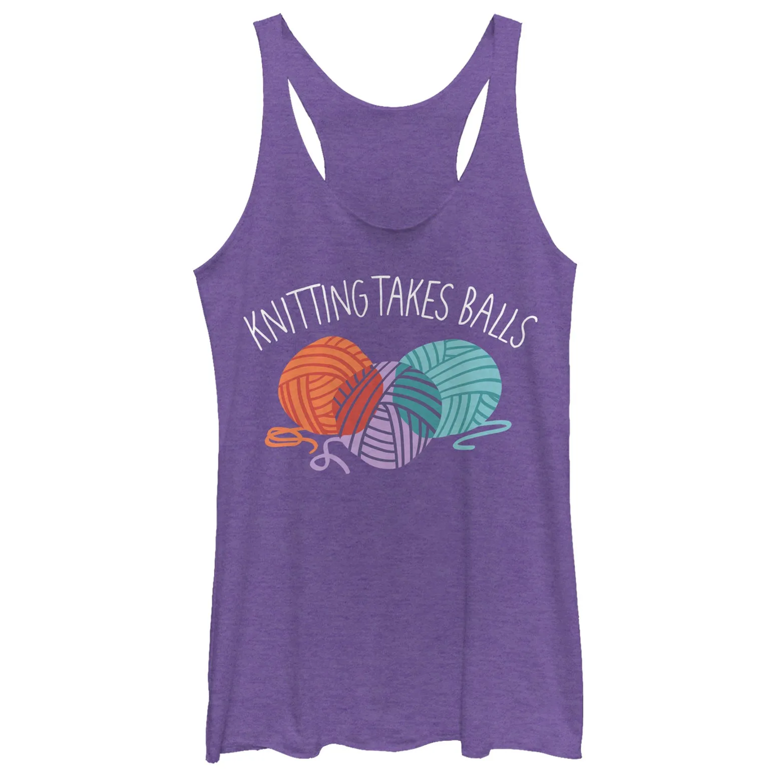 Women's CHIN UP Knitting Takes Balls Racerback Tank Top sold by Chin Up Apparel