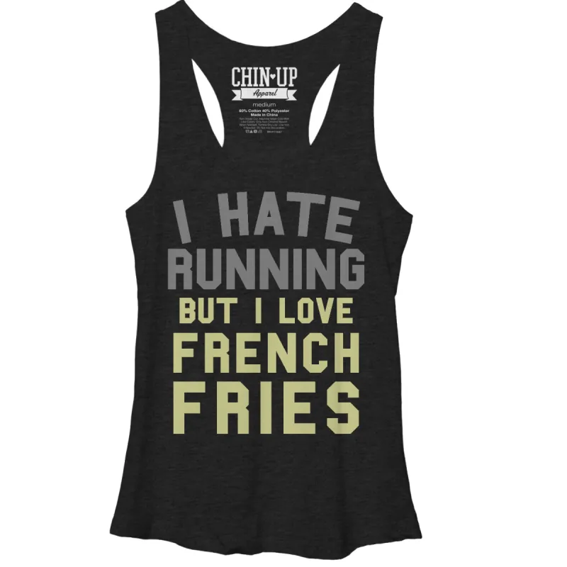 Women's CHIN UP I Love French Fries Racerback Tank Top sold by Chin Up Apparel