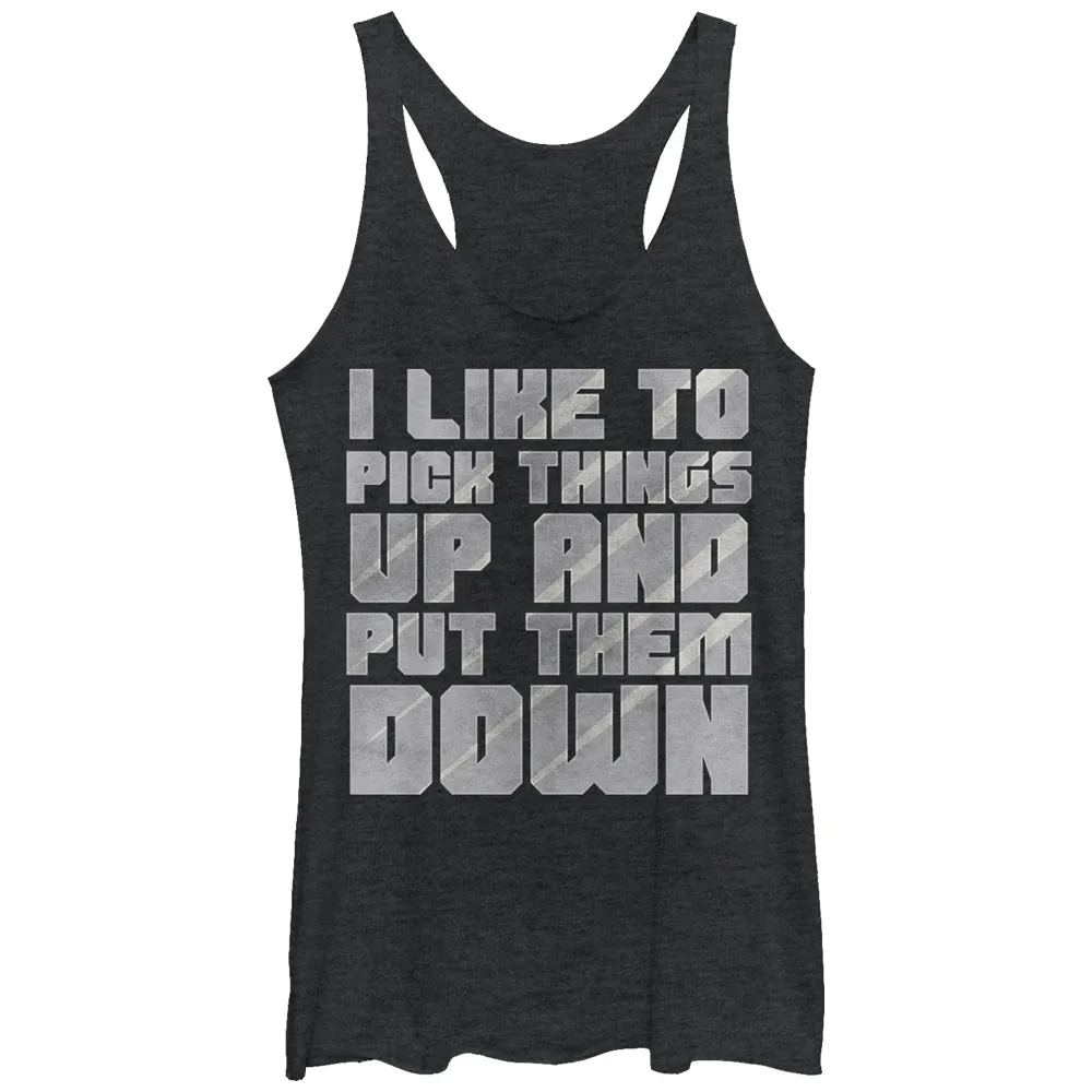 Women's CHIN UP Pick Things Up and Put Them Down Racerback Tank Top sold by Chin Up Apparel