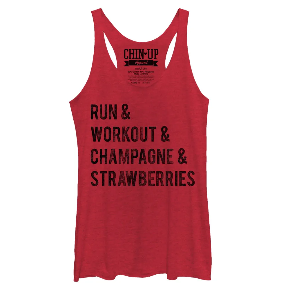 Women's CHIN UP Champagne and Strawberries Racerback Tank Top sold by Chin Up Apparel