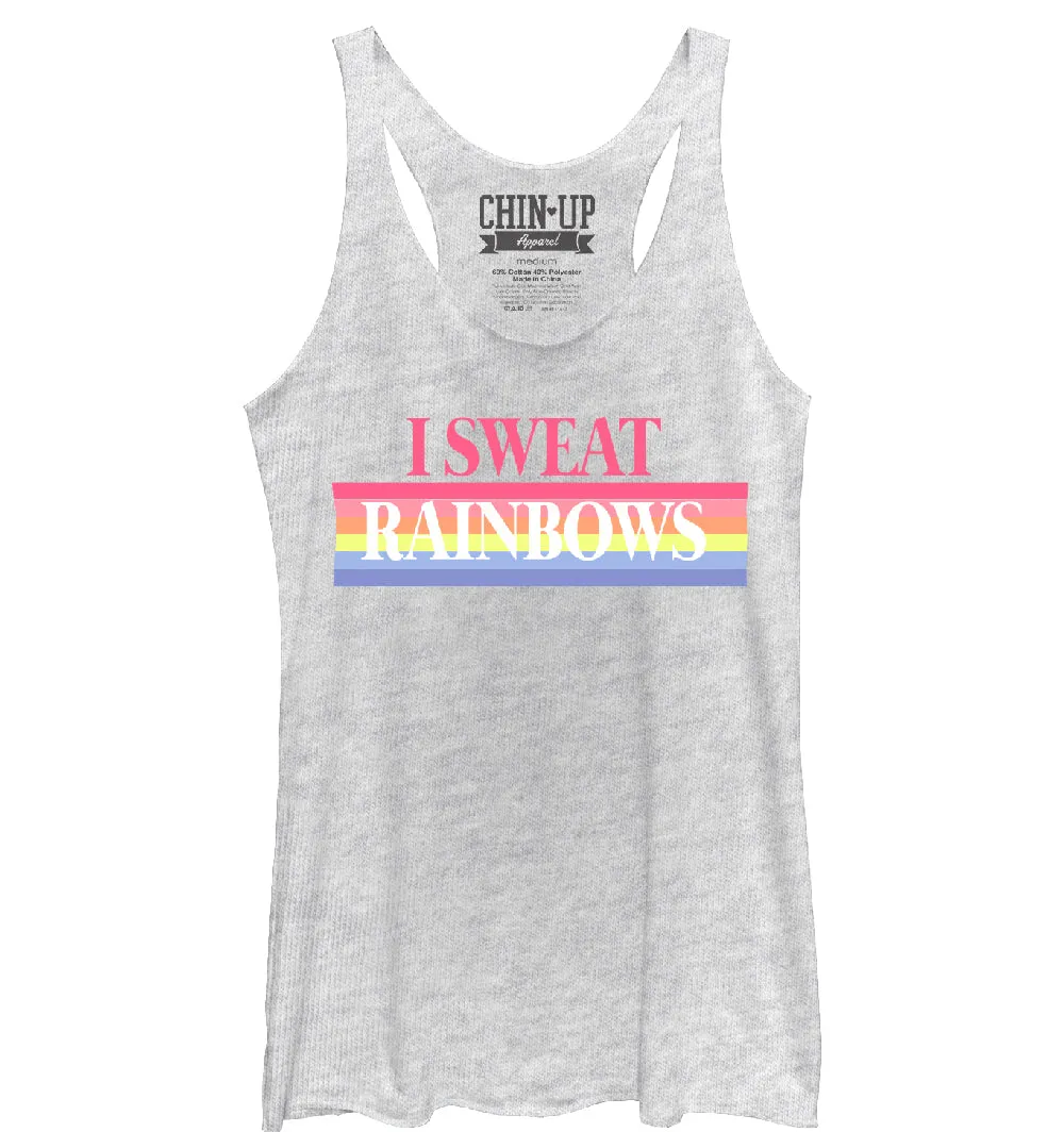 Women's CHIN UP I Sweat Rainbows Racerback Tank Top sold by Chin Up Apparel