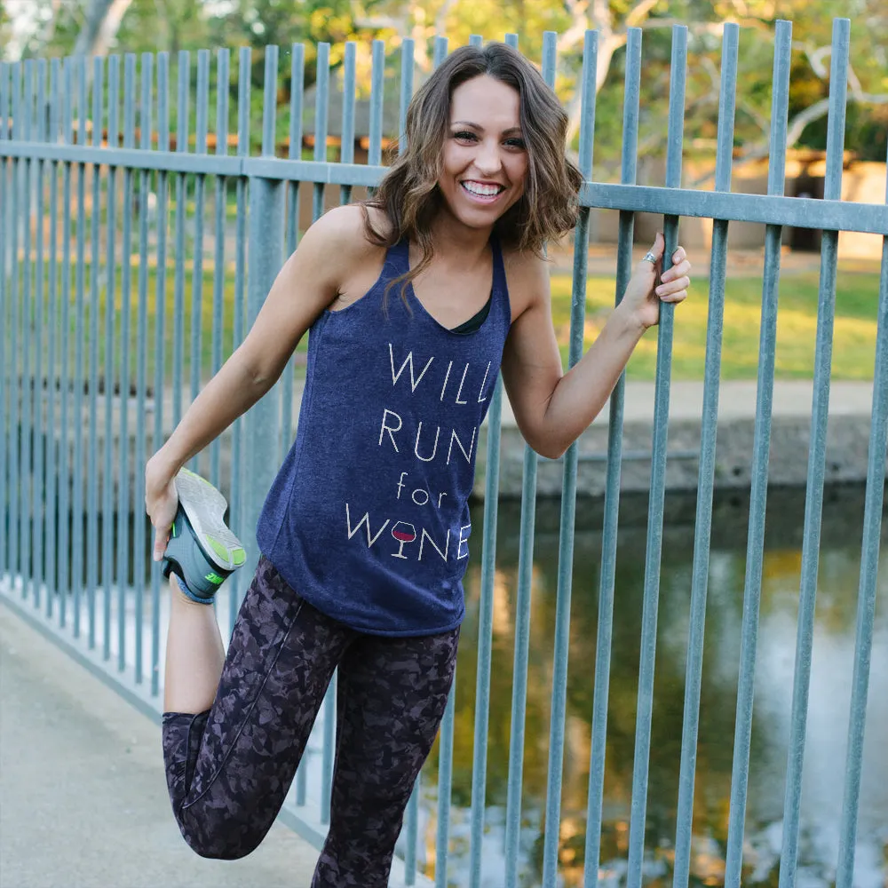 Women's CHIN UP Will Run For Wine Glass Racerback Tank Top sold by Chin Up Apparel product image thumbnail 2