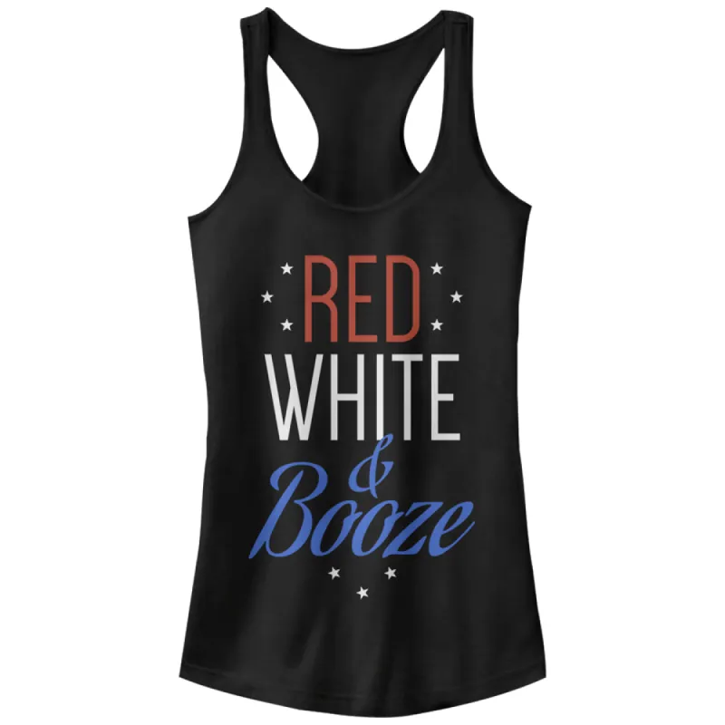 Junior's CHIN UP 4th of July and Booze Racerback Tank Top sold by Chin Up Apparel