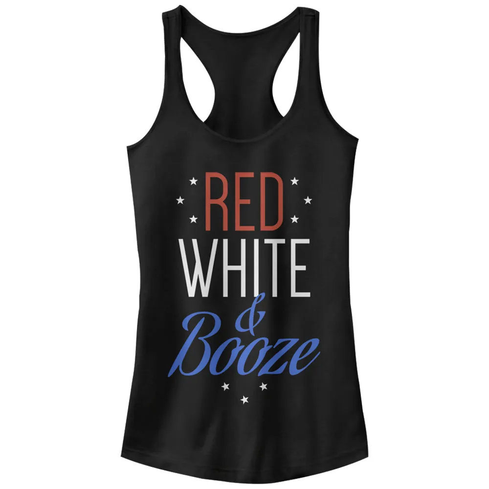 Junior's CHIN UP 4th of July and Booze Racerback Tank Top sold by Chin Up Apparel