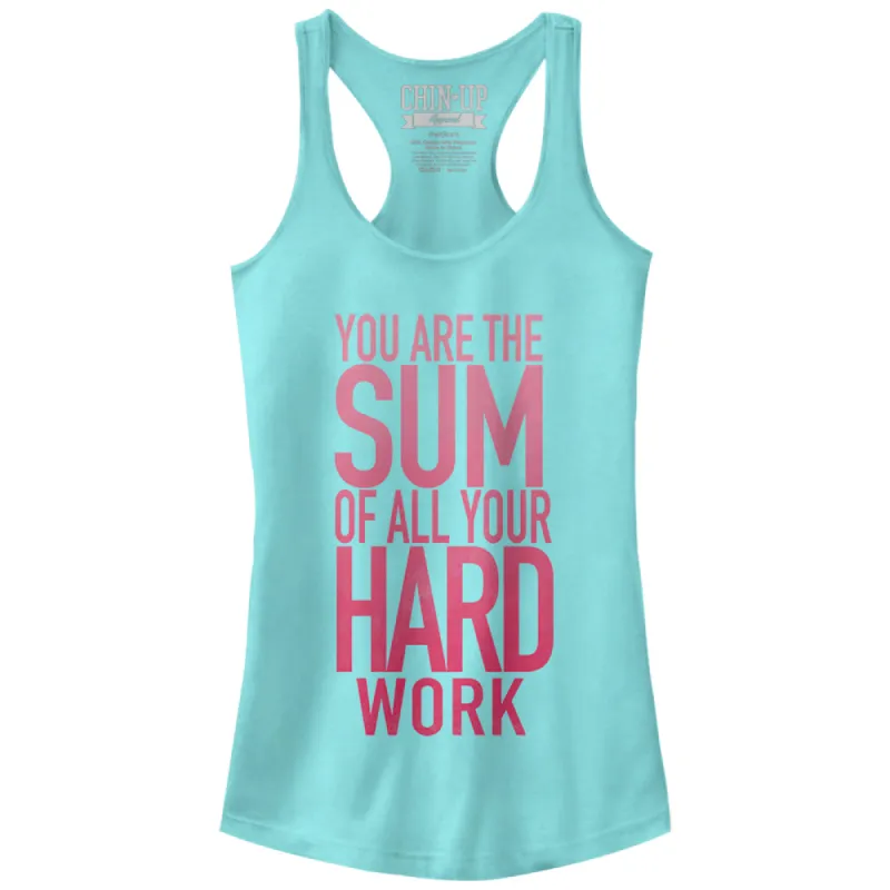 Junior's CHIN UP Sum of all Your Hard Work Racerback Tank Top sold by Chin Up Apparel