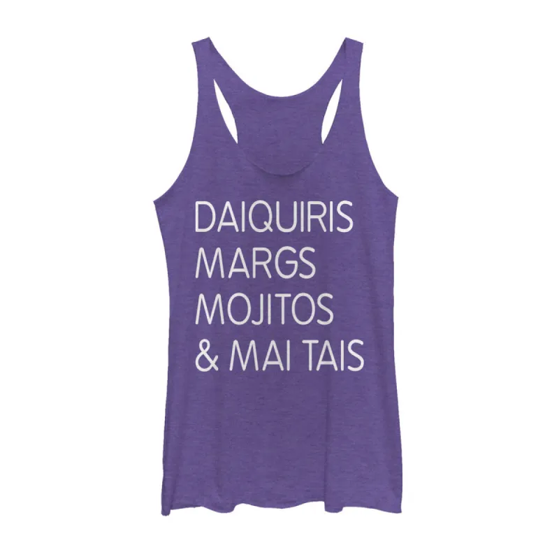 Women's CHIN UP Summer Cocktail Menu Racerback Tank Top sold by Chin Up Apparel