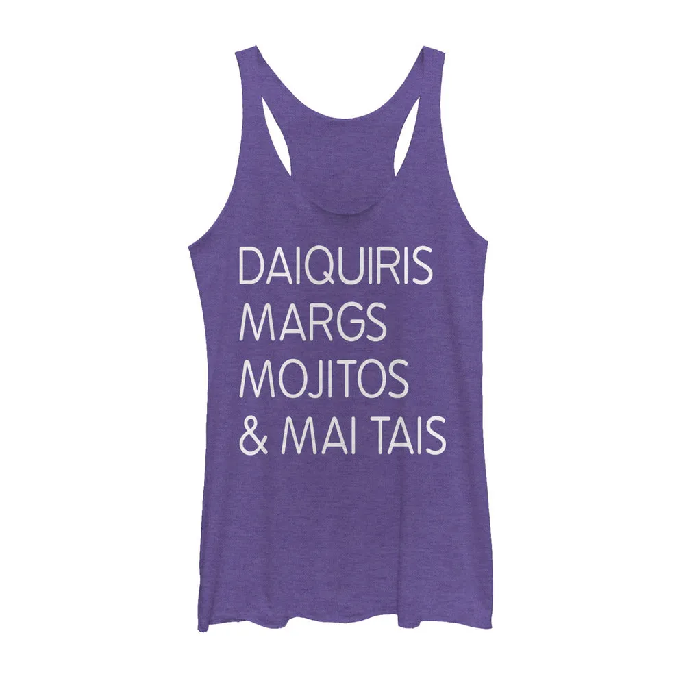 Women's CHIN UP Summer Cocktail Menu Racerback Tank Top sold by Chin Up Apparel