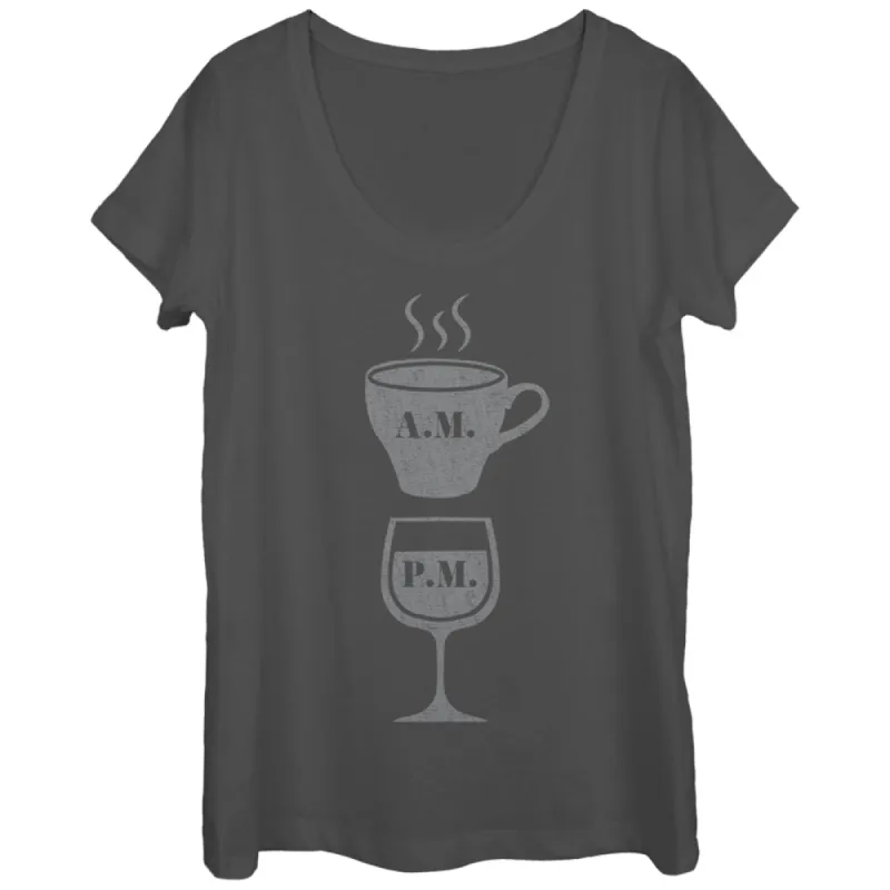Women's CHIN UP Coffee AM Wine PM Scoop Neck sold by Chin Up Apparel