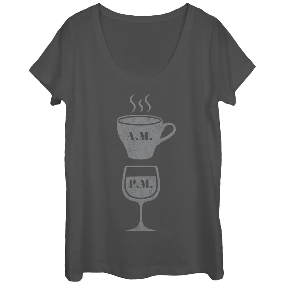 Women's CHIN UP Coffee AM Wine PM Scoop Neck sold by Chin Up Apparel
