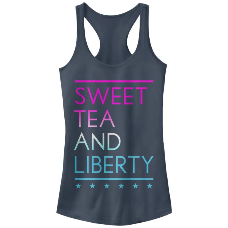 Junior's CHIN UP 4th of July Sweet Tea and Liberty Racerback Tank Top sold by Chin Up Apparel