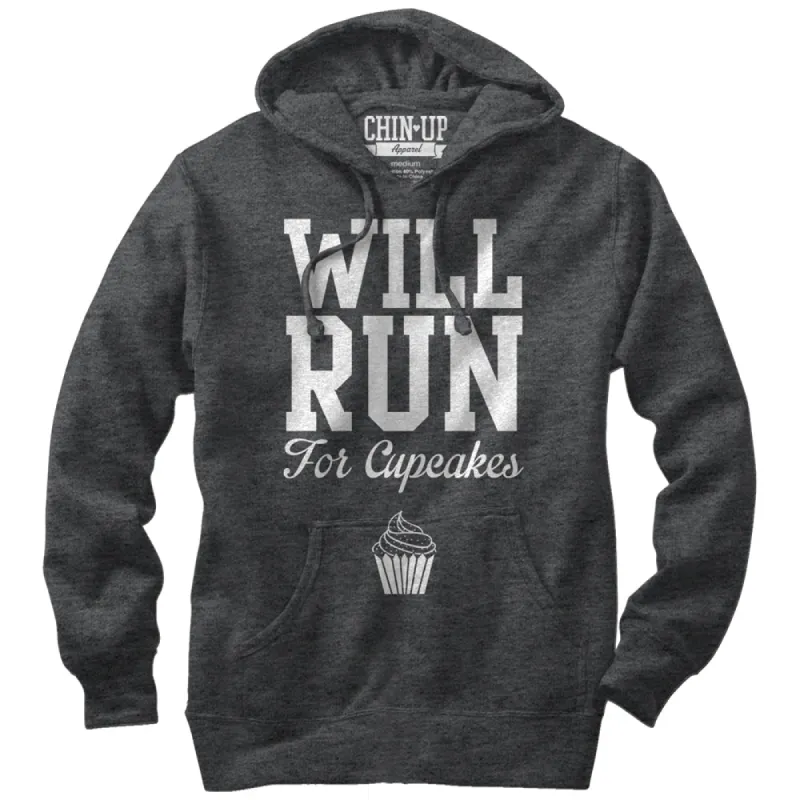 Women's CHIN UP Will Run for Cupcakes Pull Over Hoodie sold by Chin Up Apparel