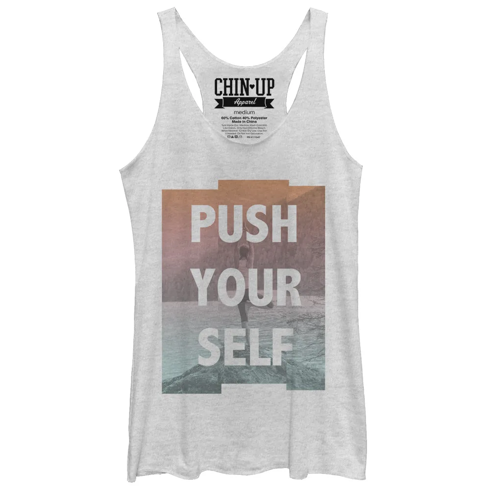 Women's CHIN UP Push Yourself Yoga Racerback Tank Top sold by Chin Up Apparel