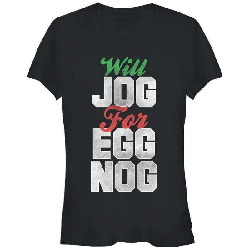 Junior's CHIN UP Christmas Jog for Egg Nog T-Shirt sold by Chin Up Apparel