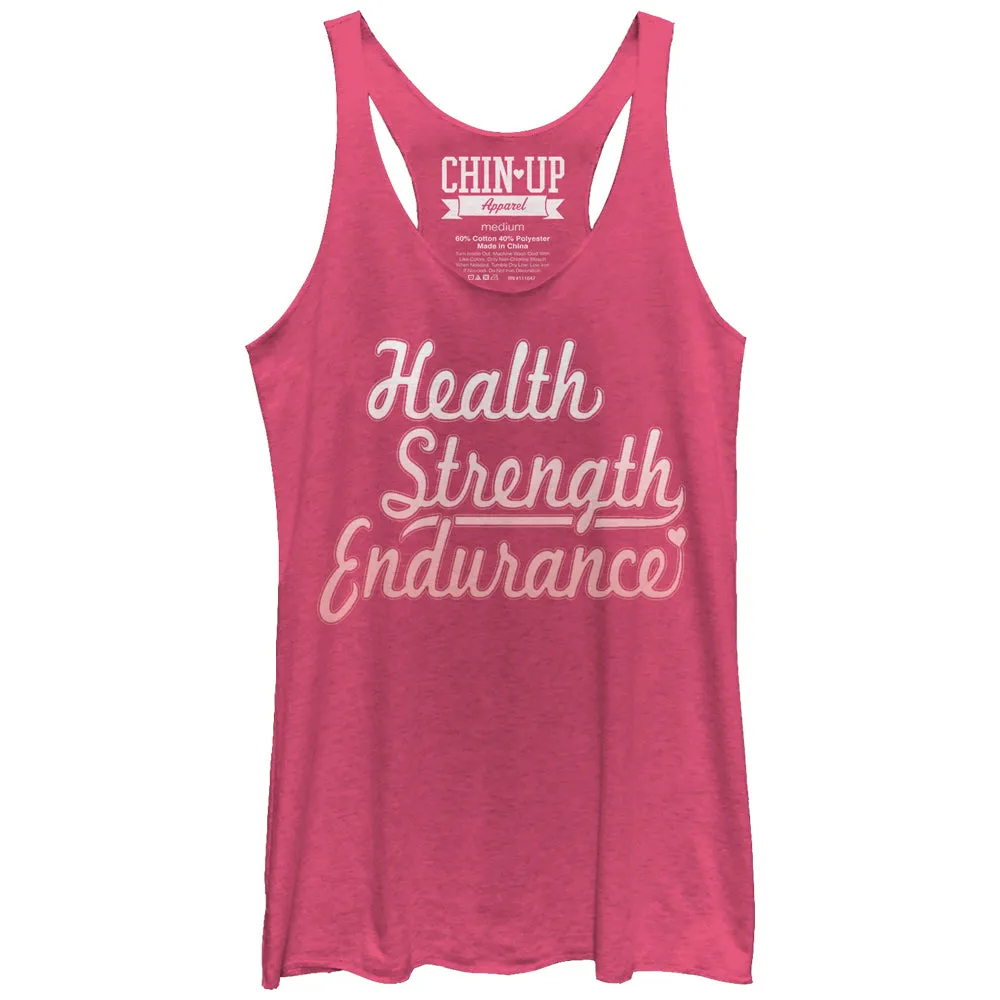 Women's CHIN UP Health Strength Endurance Racerback Tank Top sold by Chin Up Apparel