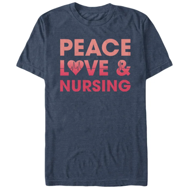 Men's CHIN UP Peace Love and Nursing T-Shirt sold by Chin Up Apparel