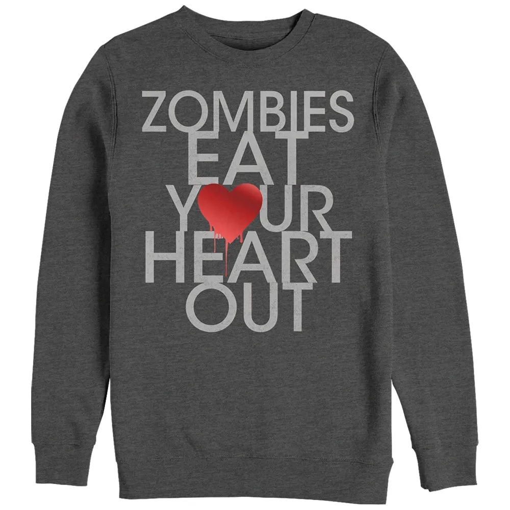Women's CHIN UP Halloween Zombies Eat Heart Out Sweatshirt sold by Chin Up Apparel