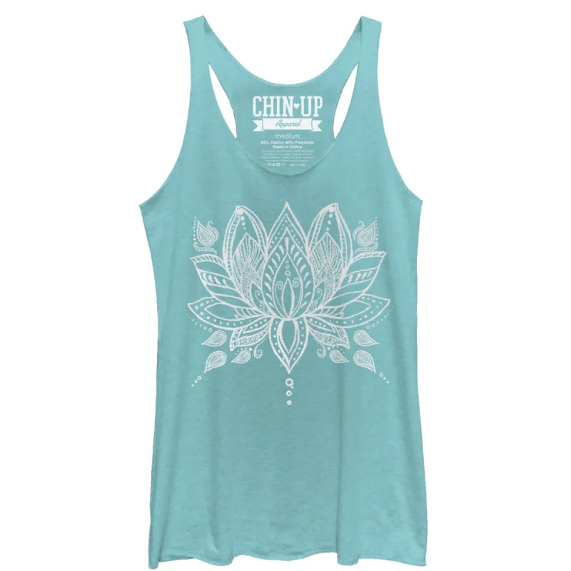 Women's CHIN UP Henna Lotus Flower Racerback Tank Top sold by Chin Up Apparel