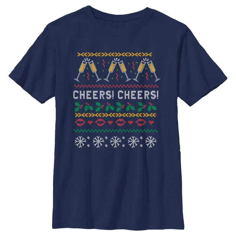 Boy's CHIN UP Ugly Christmas Cheers T-Shirt sold by Chin Up Apparel