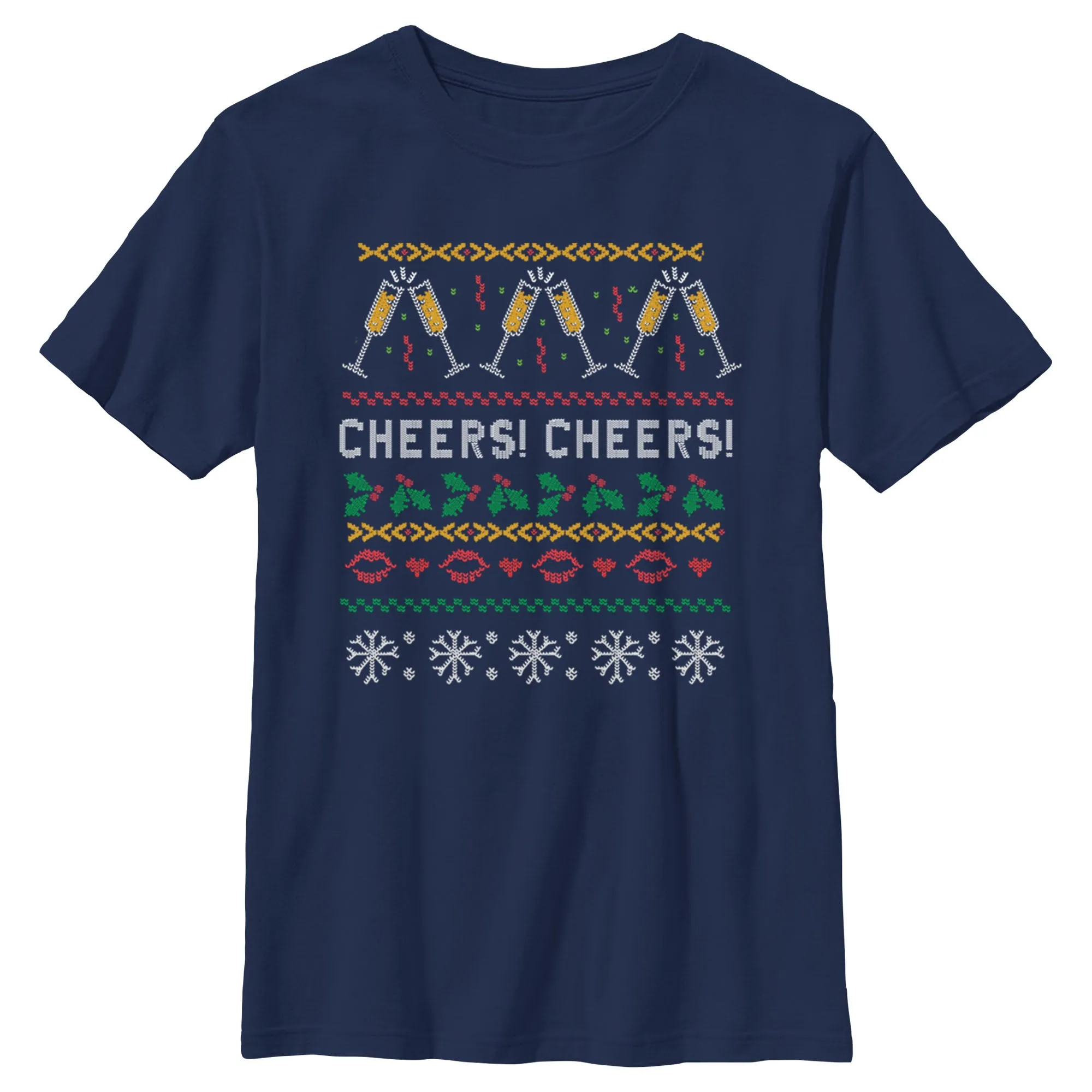 Boy's CHIN UP Ugly Christmas Cheers T-Shirt sold by Chin Up Apparel
