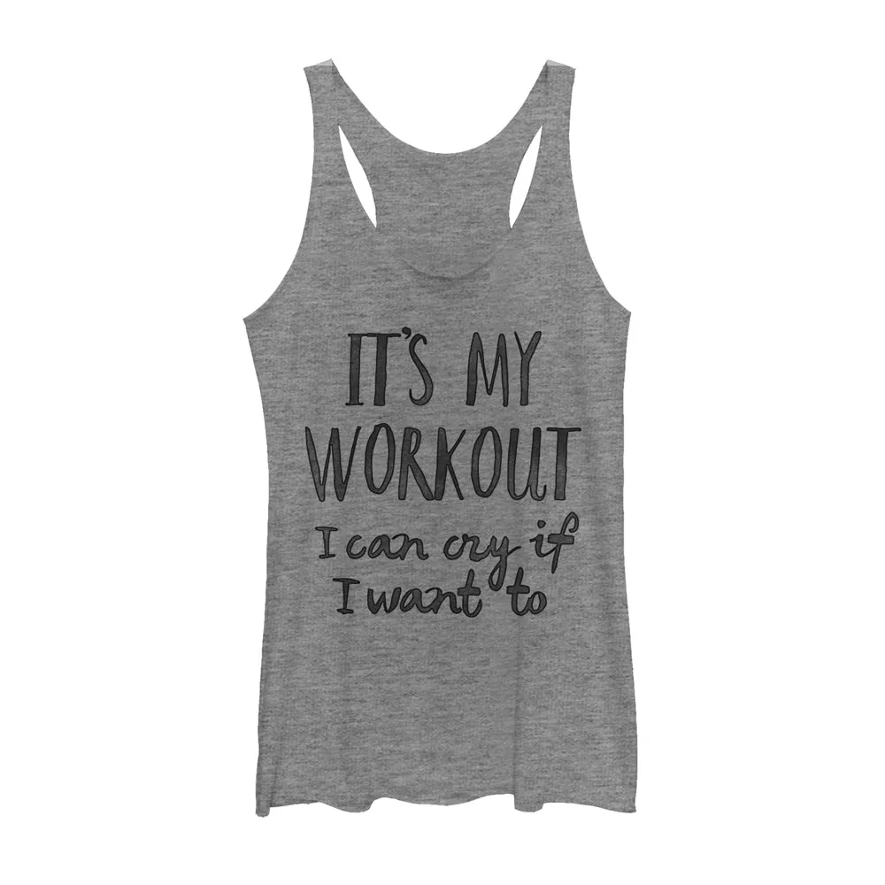 Women's CHIN UP My Workout Cry If I Want Racerback Tank Top sold by Chin Up Apparel